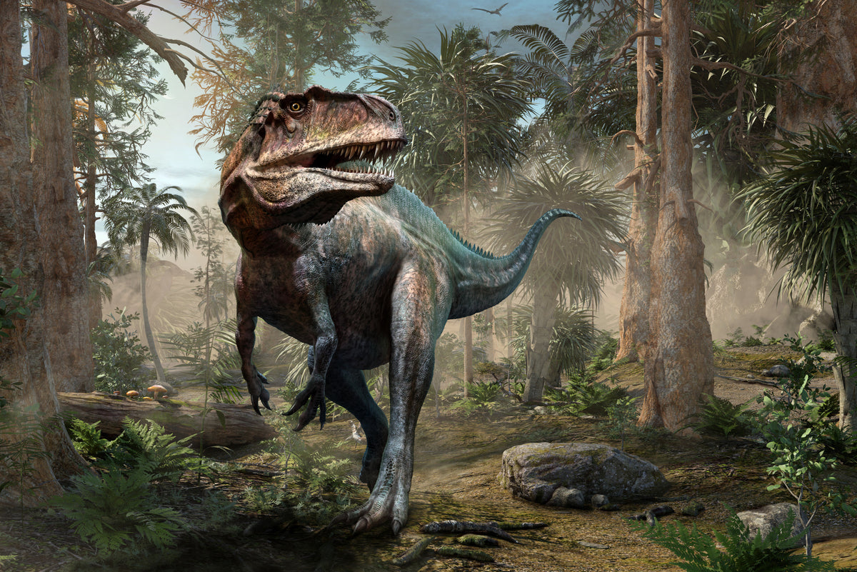 Fototapeta Realistyczny Dinozaur I Palmy – wzór