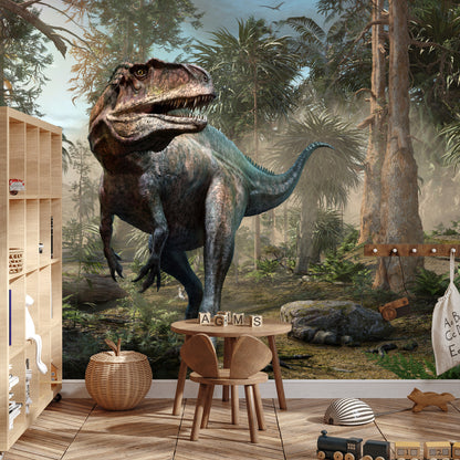 Fototapeta Realistyczny Dinozaur I Palmy – aranżacja wnętrza