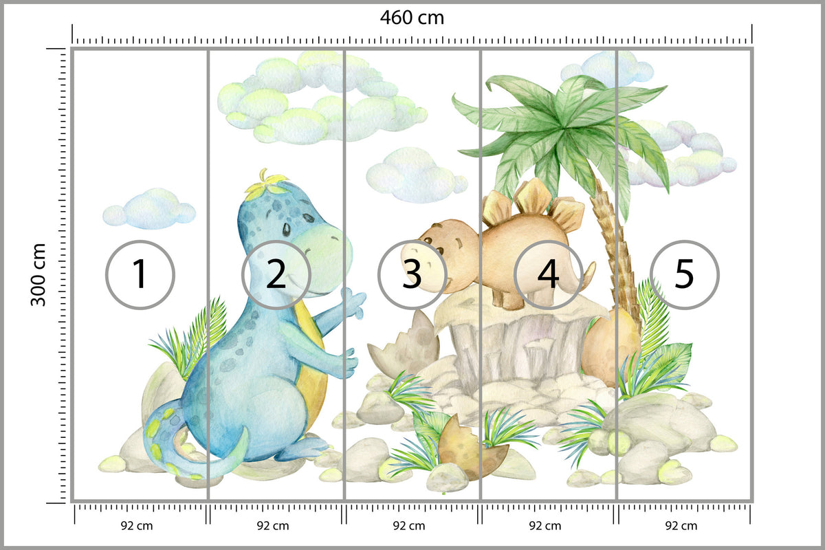 Fototapeta Małe Dinozaury Na Kamieniach 460 × 300 cm – podgląd kadru