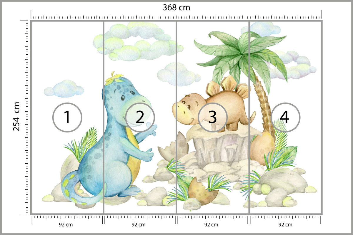 Fototapeta Małe Dinozaury Na Kamieniach 368 × 254 cm – podgląd kadru