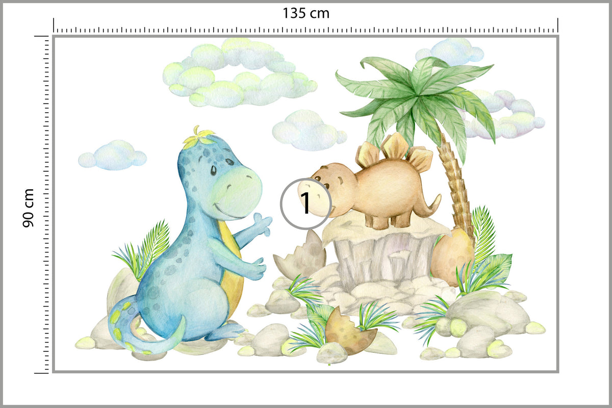 Fototapeta Małe Dinozaury Na Kamieniach 135 × 90 cm – podgląd kadru