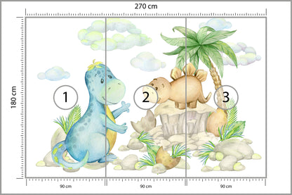 Fototapeta Małe Dinozaury Na Kamieniach 270 × 180 cm – podgląd kadru