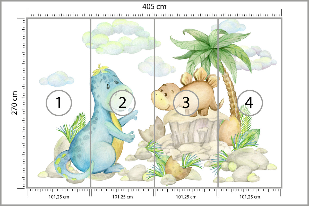 Fototapeta Małe Dinozaury Na Kamieniach 405 × 270 cm – podgląd kadru