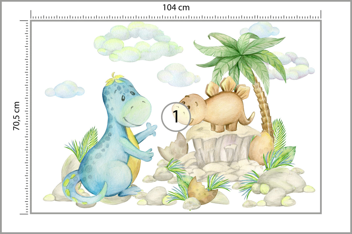Fototapeta Małe Dinozaury Na Kamieniach 104 × 70,5 cm – podgląd kadru