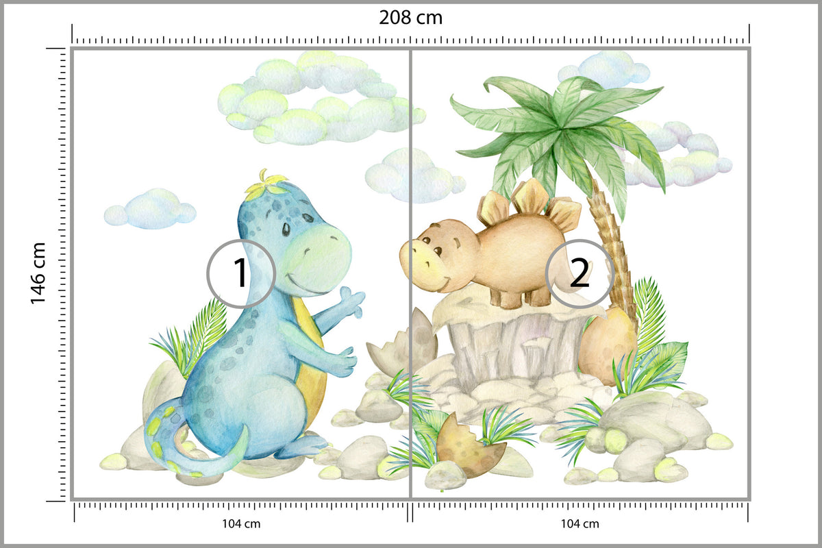 Fototapeta Małe Dinozaury Na Kamieniach 208 × 146 cm – podgląd kadru