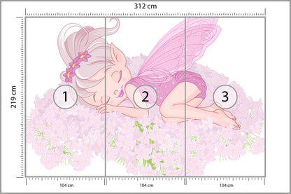 Fototapeta Śpiąca Wróżka Na Kwiatkach 312 × 219 cm – podgląd kadru