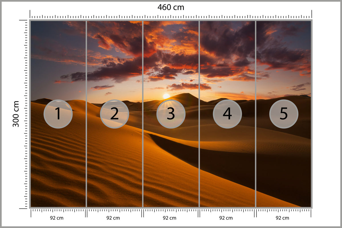 Fototapeta Pustynia Wydmy O Zachodzie Słońca 460 × 300 cm – podgląd kadru
