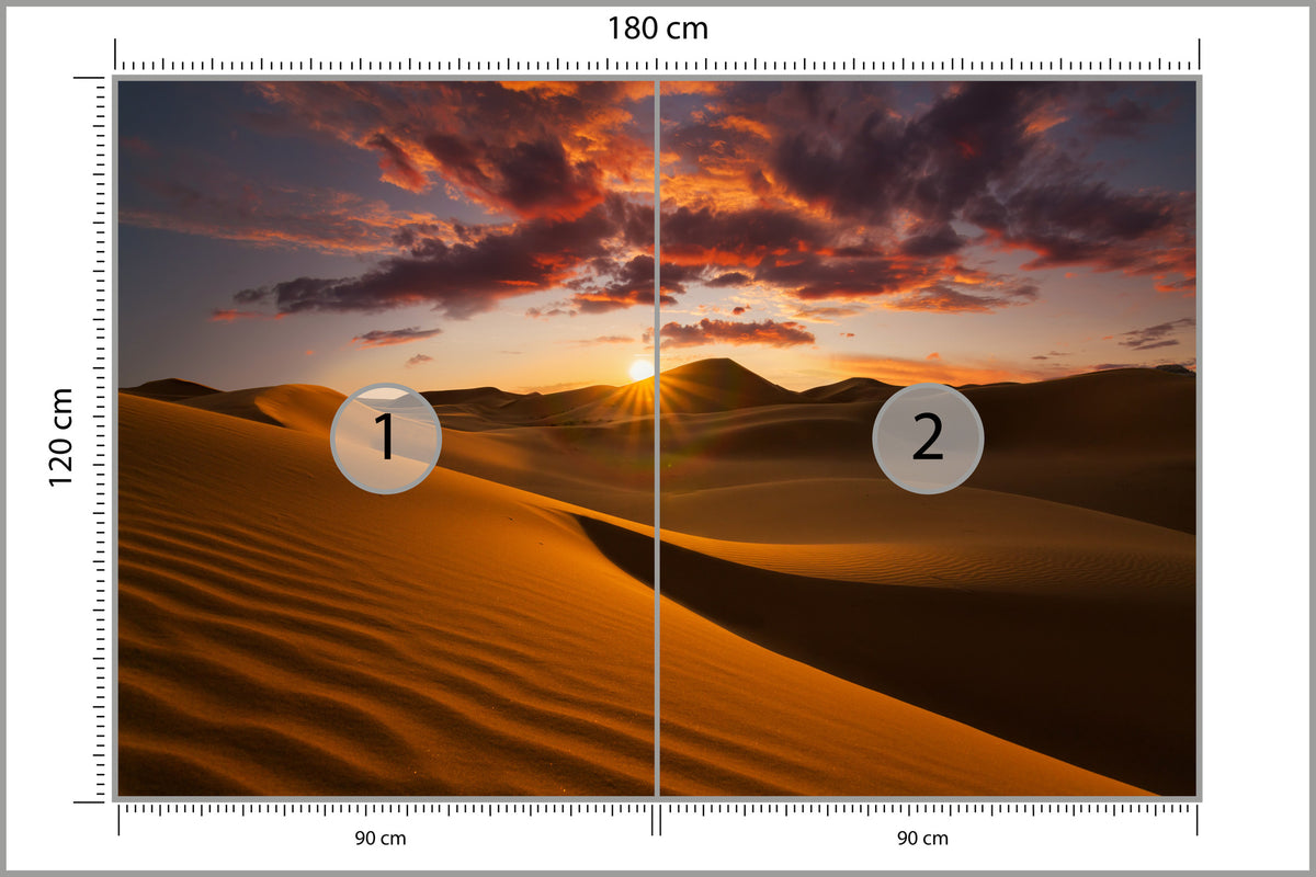 Fototapeta Pustynia Wydmy O Zachodzie Słońca 180 × 120 cm – podgląd kadru