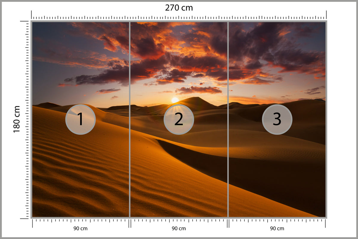 Fototapeta Pustynia Wydmy O Zachodzie Słońca 270 × 180 cm – podgląd kadru