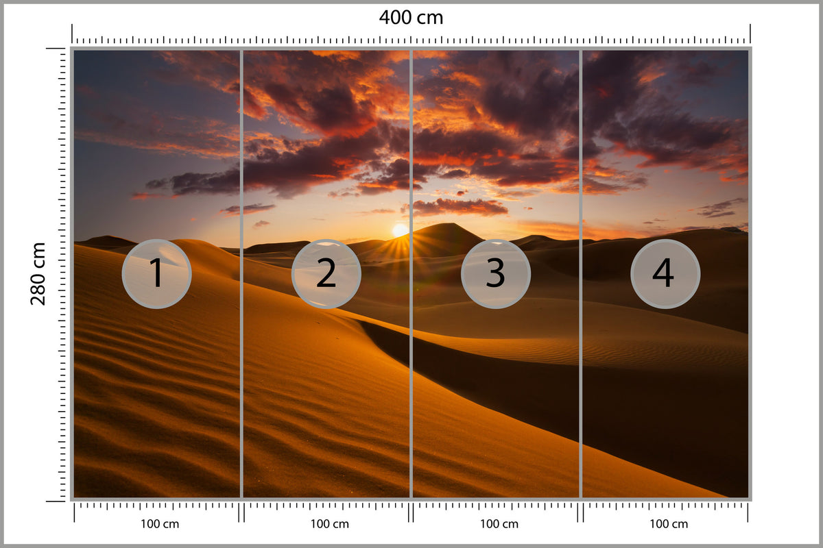 Fototapeta Pustynia Wydmy O Zachodzie Słońca 400 × 280 cm – podgląd kadru