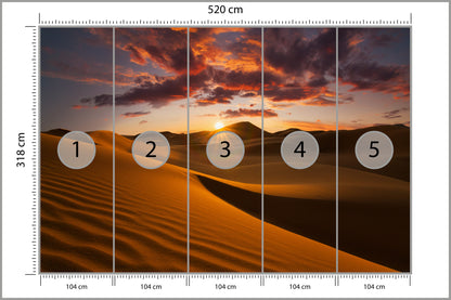 Fototapeta Pustynia Wydmy O Zachodzie Słońca 520 × 318 cm – podgląd kadru