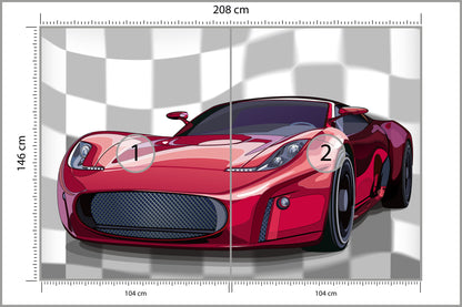 Fototapeta Sportowy Czerwony Samochód 208 × 146 cm – podgląd kadru