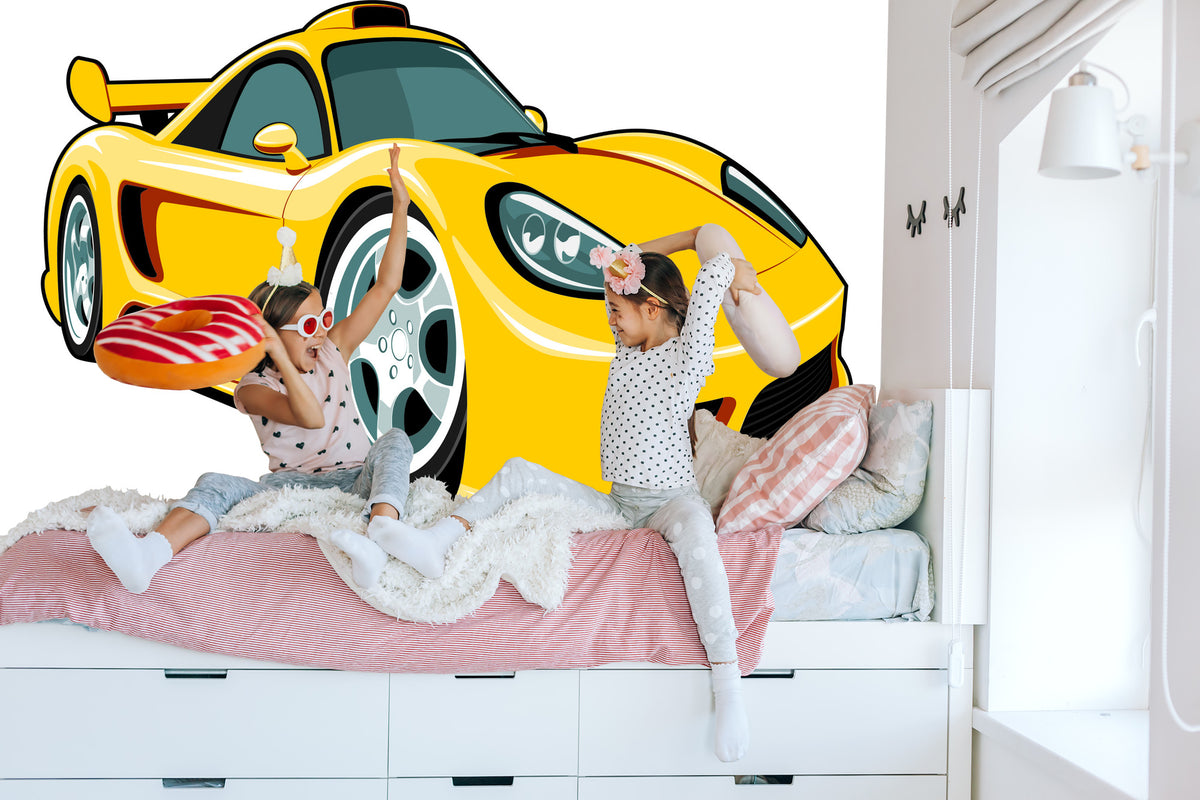Fototapeta Bajkowy Żółty Samochód – aranżacja wnętrza