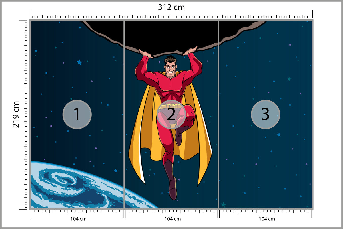 Fototapeta Superbohater W Kosmosie 312 × 219 cm – podgląd kadru