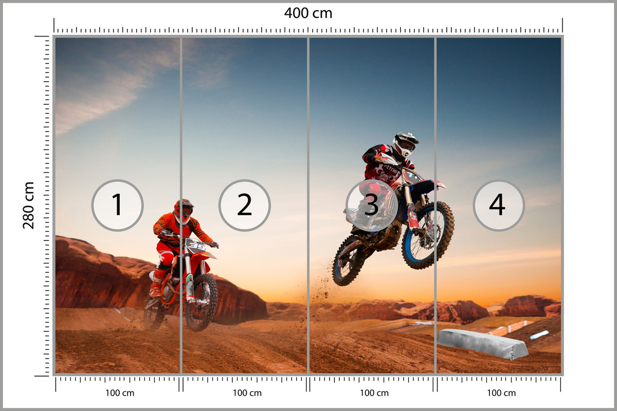 Fototapeta Motory Na Pustyni 400 × 280 cm – podgląd kadru