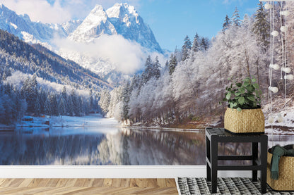 Fototapeta Góry Zimą Odbite W Jeziorze – aranżacja wnętrza