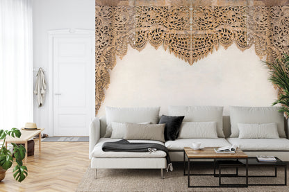 Fototapeta Drewniane Dalekowschodnie Ornamenty – aranżacja wnętrza