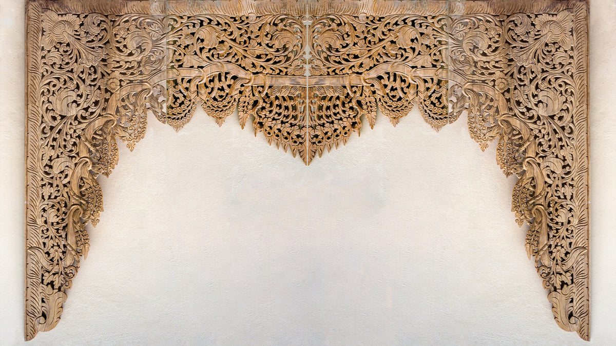 Fototapeta Drewniane Dalekowschodnie Ornamenty – wzór