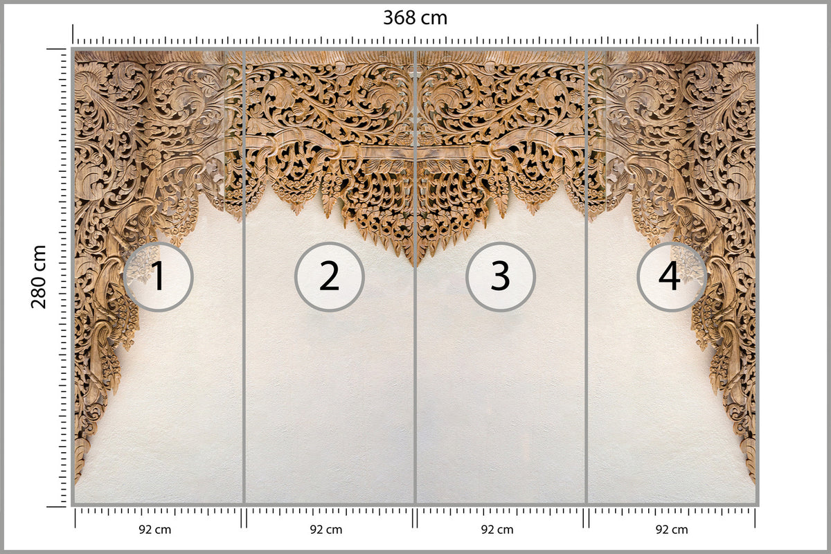 Fototapeta Drewniane Dalekowschodnie Ornamenty 368 × 280 cm – podgląd