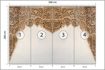 Fototapeta Drewniane Dalekowschodnie Ornamenty 368 × 280 cm – podgląd