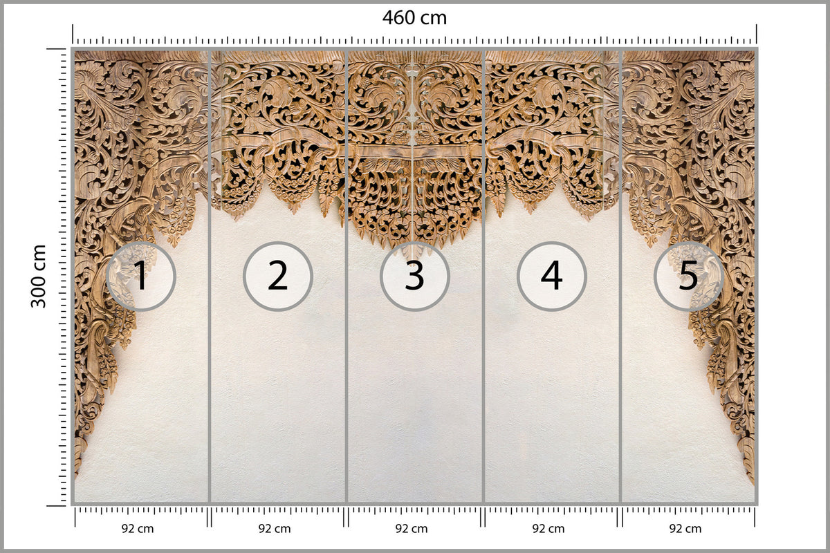 Fototapeta Drewniane Dalekowschodnie Ornamenty 460 × 300 cm – podgląd