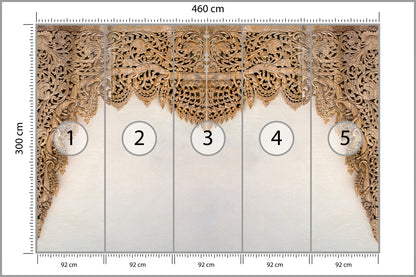 Fototapeta Drewniane Dalekowschodnie Ornamenty 460 × 300 cm – podgląd