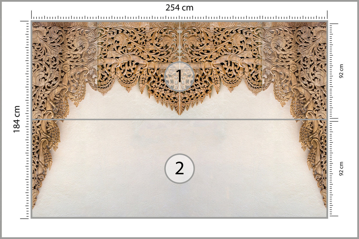Fototapeta Drewniane Dalekowschodnie Ornamenty 254 × 184 cm – podgląd