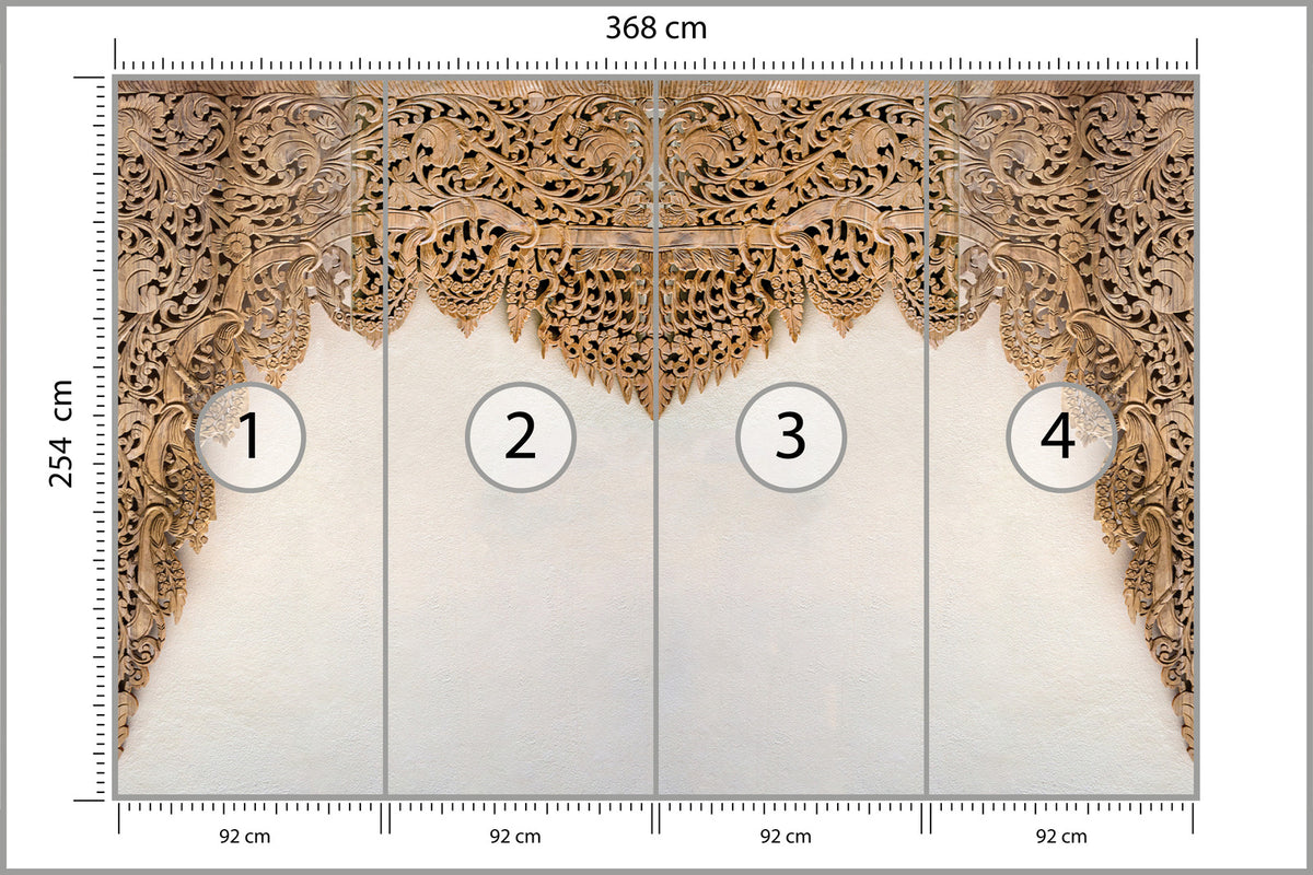 Fototapeta Drewniane Dalekowschodnie Ornamenty 368 × 254 cm – podgląd