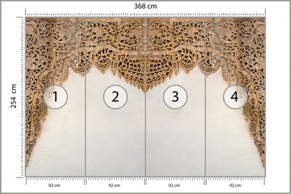 Fototapeta Drewniane Dalekowschodnie Ornamenty 368 × 254 cm – podgląd