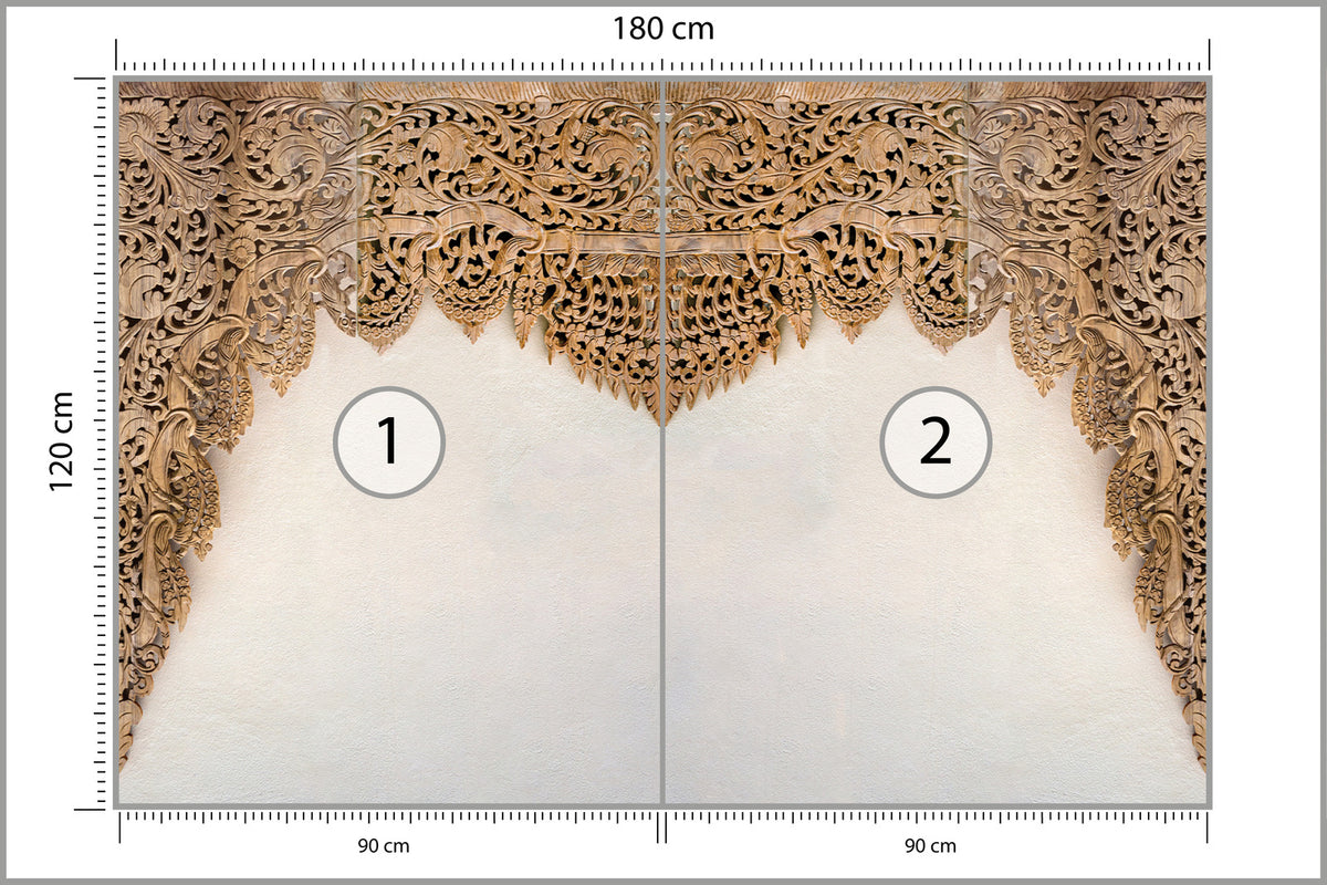 Fototapeta Drewniane Dalekowschodnie Ornamenty 180 × 120 cm – podgląd