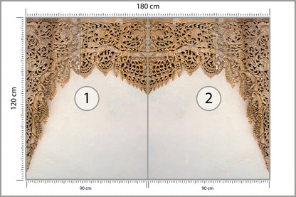 Fototapeta Drewniane Dalekowschodnie Ornamenty 180 × 120 cm – podgląd