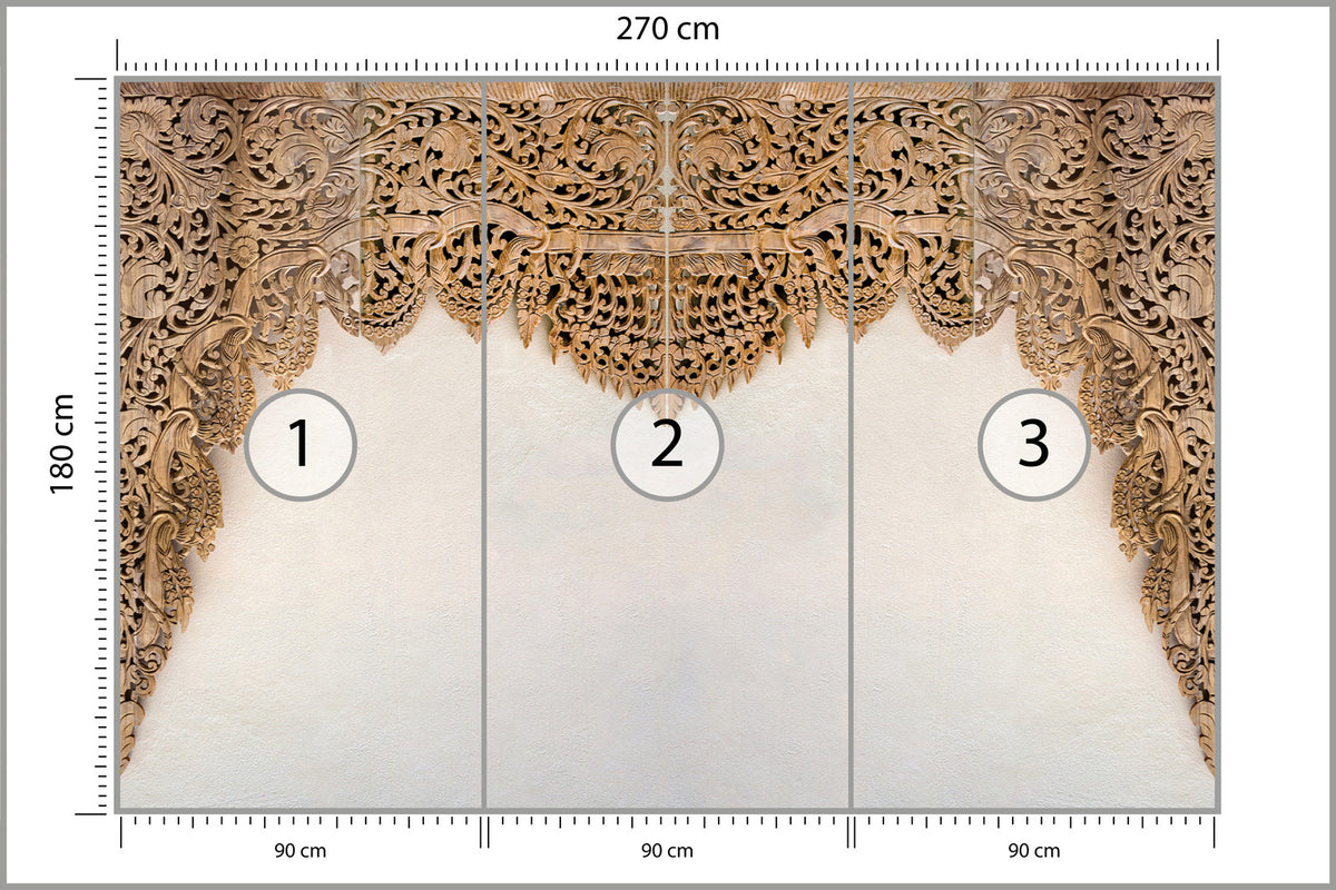 Fototapeta Drewniane Dalekowschodnie Ornamenty 270 × 180 cm – podgląd