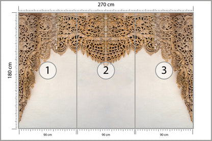 Fototapeta Drewniane Dalekowschodnie Ornamenty 270 × 180 cm – podgląd