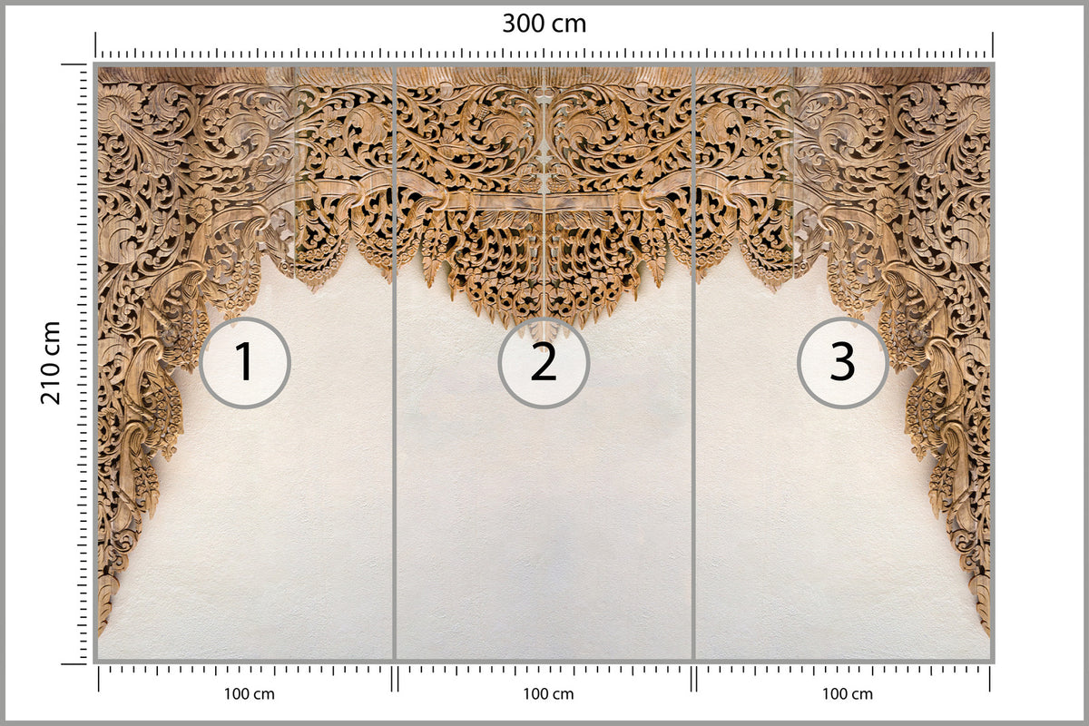 Fototapeta Drewniane Dalekowschodnie Ornamenty 300 × 210 cm – podgląd