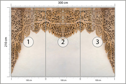 Fototapeta Drewniane Dalekowschodnie Ornamenty 300 × 210 cm – podgląd