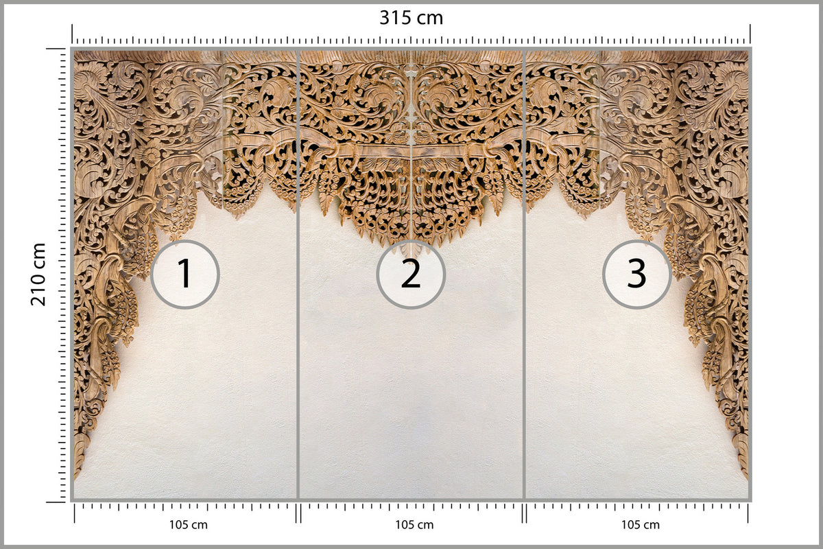 Fototapeta Drewniane Dalekowschodnie Ornamenty 315 × 210 cm – podgląd