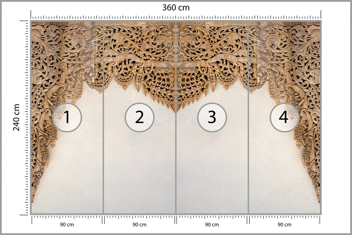 Fototapeta Drewniane Dalekowschodnie Ornamenty 360 × 240 cm – podgląd