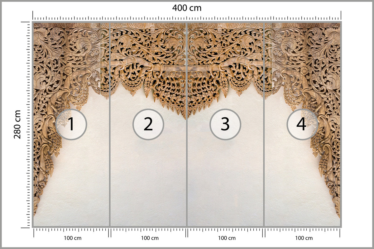 Fototapeta Drewniane Dalekowschodnie Ornamenty 400 × 280 cm – podgląd