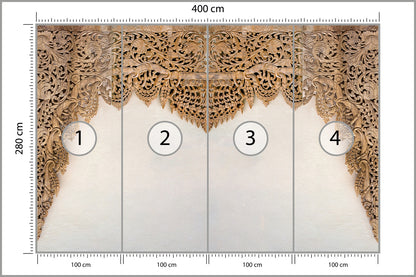 Fototapeta Drewniane Dalekowschodnie Ornamenty 400 × 280 cm – podgląd