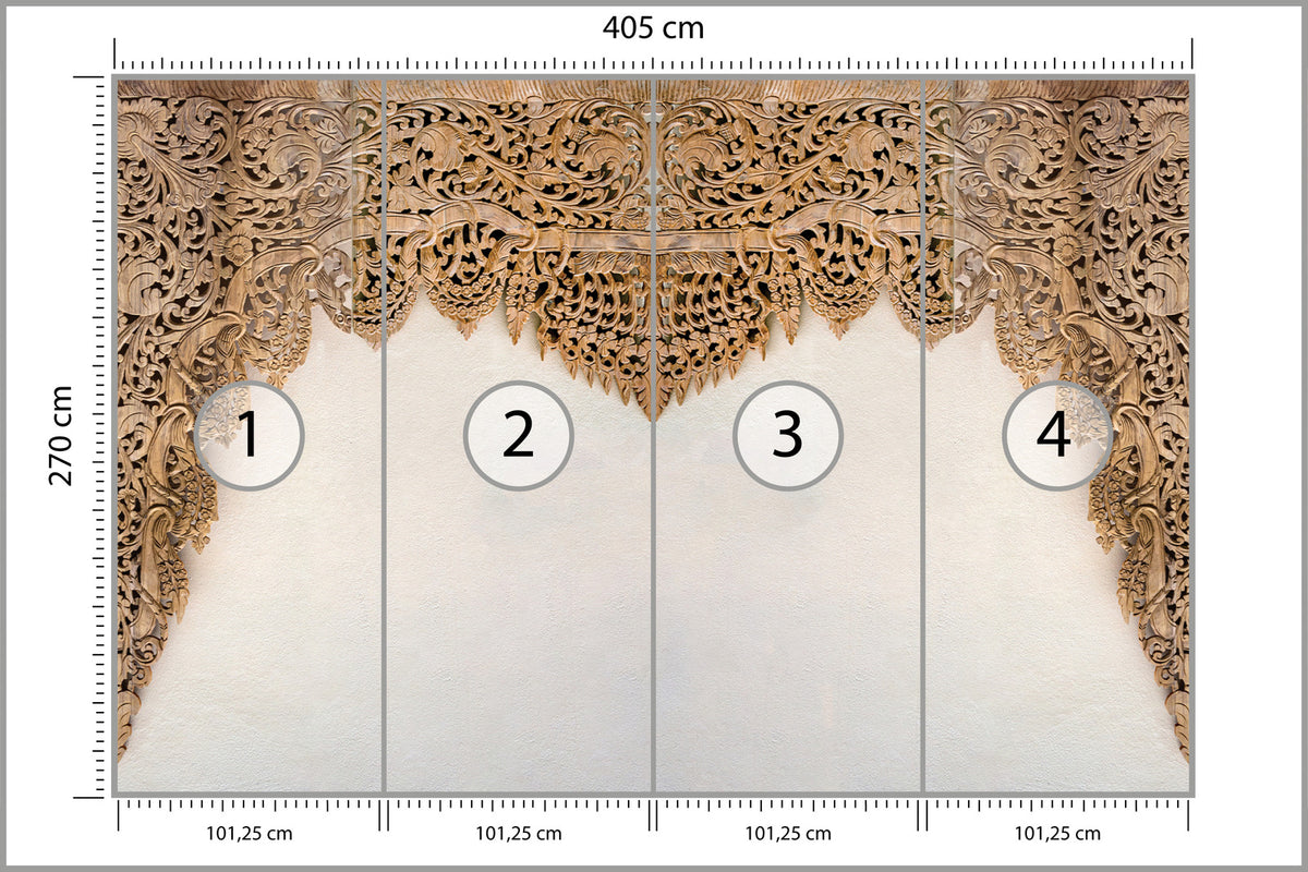 Fototapeta Drewniane Dalekowschodnie Ornamenty 405 × 270 cm – podgląd