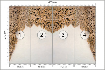 Fototapeta Drewniane Dalekowschodnie Ornamenty 405 × 270 cm – podgląd