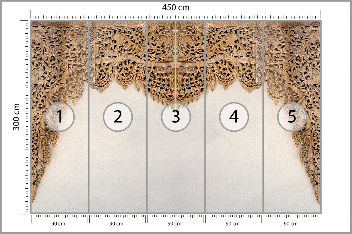Fototapeta Drewniane Dalekowschodnie Ornamenty 450 × 300 cm – podgląd