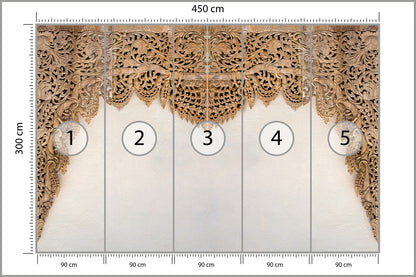 Fototapeta Drewniane Dalekowschodnie Ornamenty 450 × 300 cm – podgląd