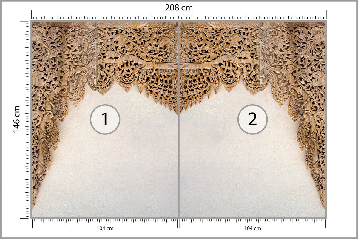Fototapeta Drewniane Dalekowschodnie Ornamenty 208 × 146 cm – podgląd