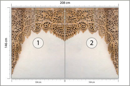 Fototapeta Drewniane Dalekowschodnie Ornamenty 208 × 146 cm – podgląd