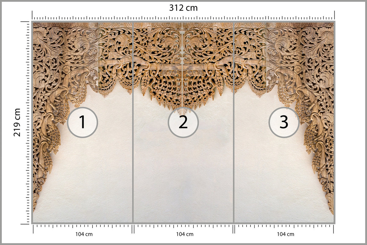 Fototapeta Drewniane Dalekowschodnie Ornamenty 312 × 219 cm – podgląd
