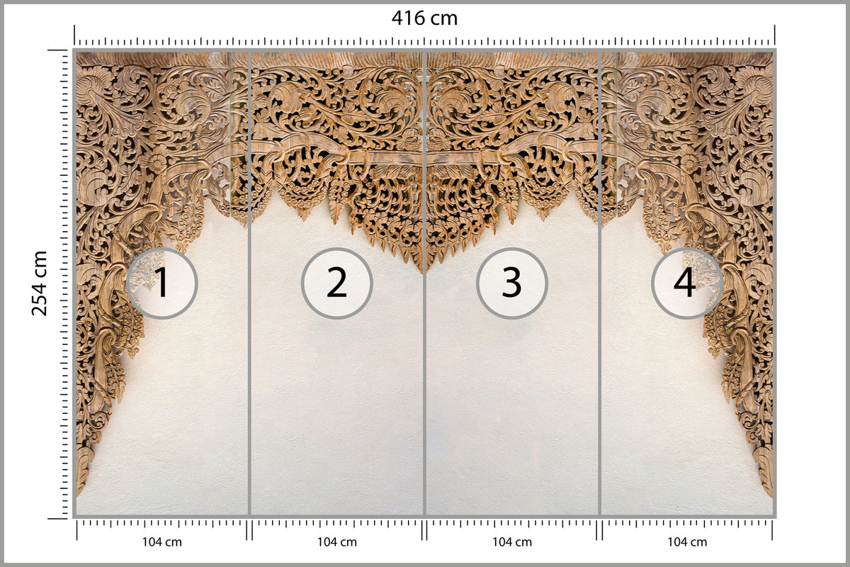 Fototapeta Drewniane Dalekowschodnie Ornamenty 416 × 254 cm – podgląd