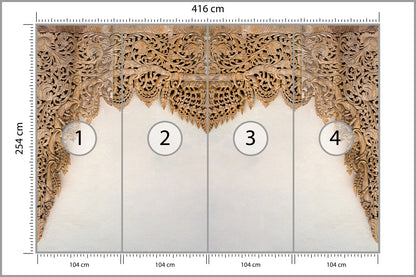 Fototapeta Drewniane Dalekowschodnie Ornamenty 416 × 254 cm – podgląd