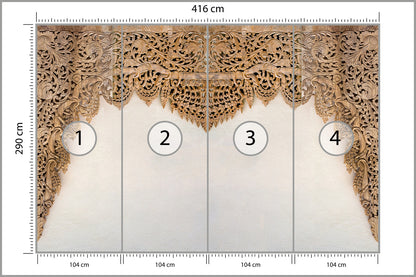 Fototapeta Drewniane Dalekowschodnie Ornamenty 416 × 290 cm – podgląd