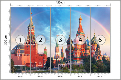 Fototapeta Tęcza Nad Kremlem W Moskwie 450 × 300 cm – podgląd kadru